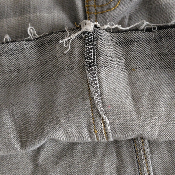 Snoopy Embroidered Grey Jean Distressed Hem Mini Skirt - Picture 10 of 16